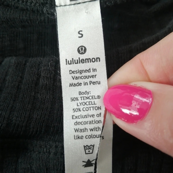 Lululemon Dare to Drape Ribbed Black Long Sleeve Hi Low Hem Tencel Cotton Small - Picture 13 of 16